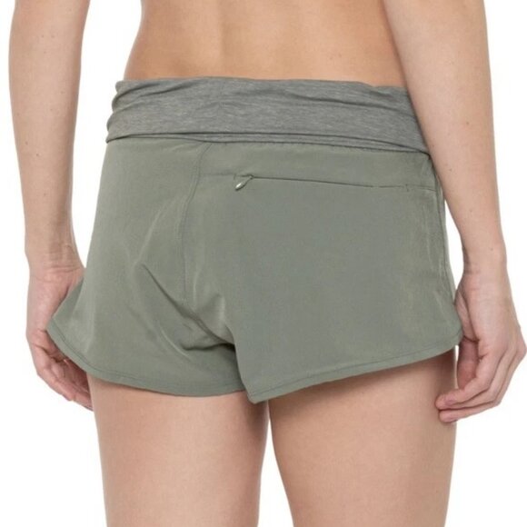 Prana Sunriver Shorts Unlined Green Folded High Waist Style# 1968231 XS - Picture 2 of 11